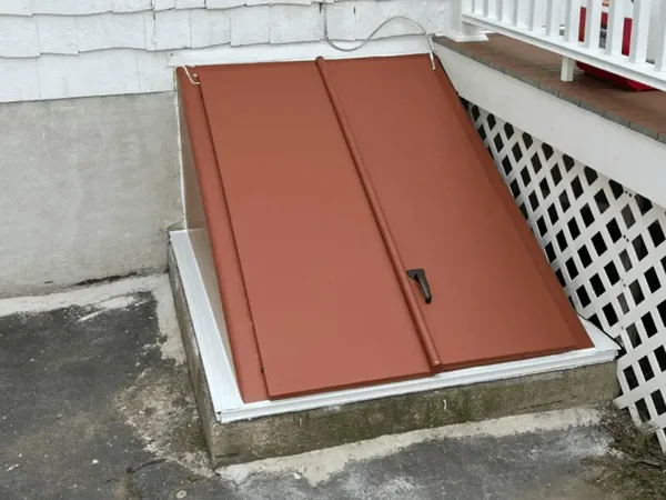 New watertight steel bulkhead door installation
